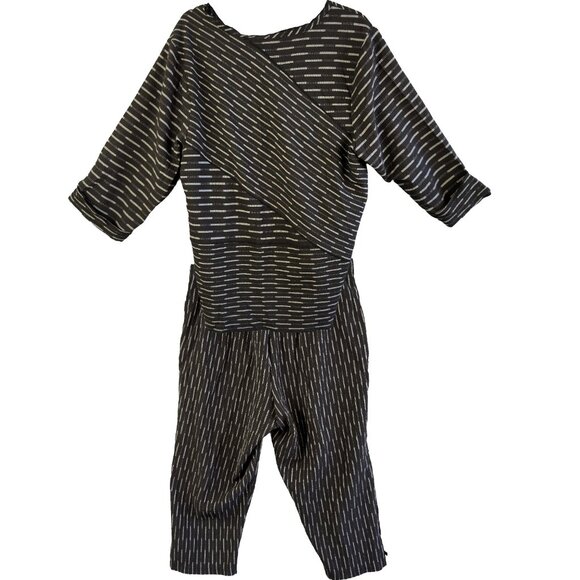 Habitat Black & Gray Striated Rayon Blend Tunic Top + Cropped Trousers Set XL - Picture 2 of 16